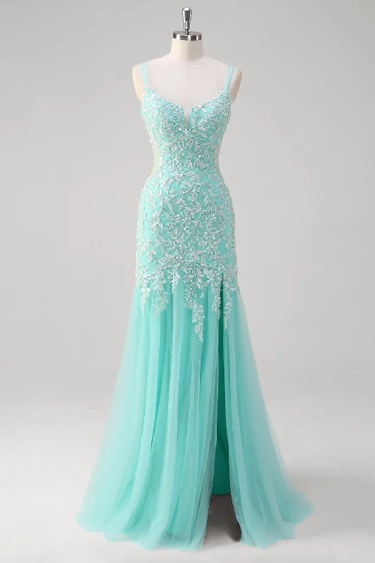 Cocktail dresses with a gathered skirt and a button - down frontSparkly Mint Mermaid Lace Long Prom Dress with Slit Cocktail dresses with a gathered skirt and a button - down frontSparkly Mint Mermaid Lace Long Prom Dress with Slit
