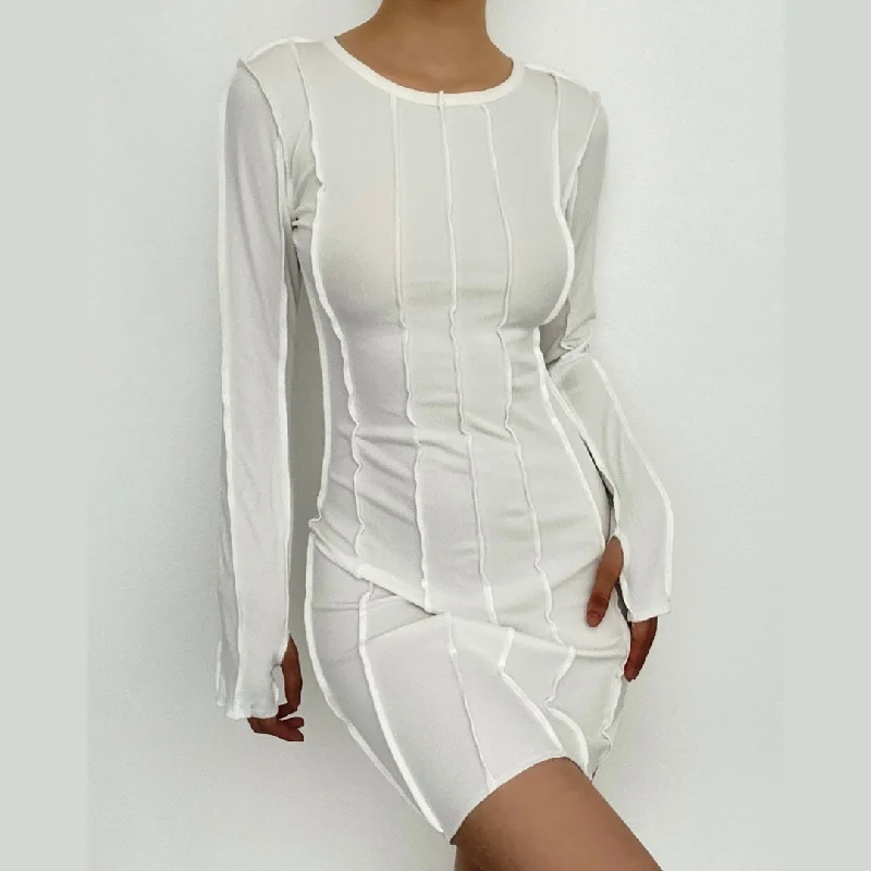 Sheer cocktail dresses with a lining and a short hemBerryBetty - Stitch long sleeve irregular solid ruffle mini dress Sheer cocktail dresses with a lining and a short hemBerryBetty - Stitch long sleeve irregular solid ruffle mini dress