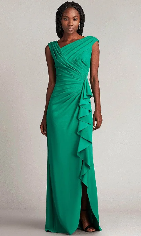 Geometric - printed wedding guest dresses for a modern weddingTadashi Shoji BOS24245L - Cap Sleeve Ruffle Detail Dress Geometric - printed wedding guest dresses for a modern weddingTadashi Shoji BOS24245L - Cap Sleeve Ruffle Detail Dress