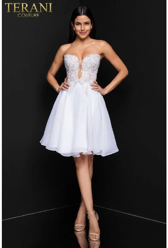 Cocktail dresses with a keyhole back and a midi - lengthTerani Couture 1811P5100 Short Prom Dress Cocktail dresses with a keyhole back and a midi - lengthTerani Couture 1811P5100 Short Prom Dress