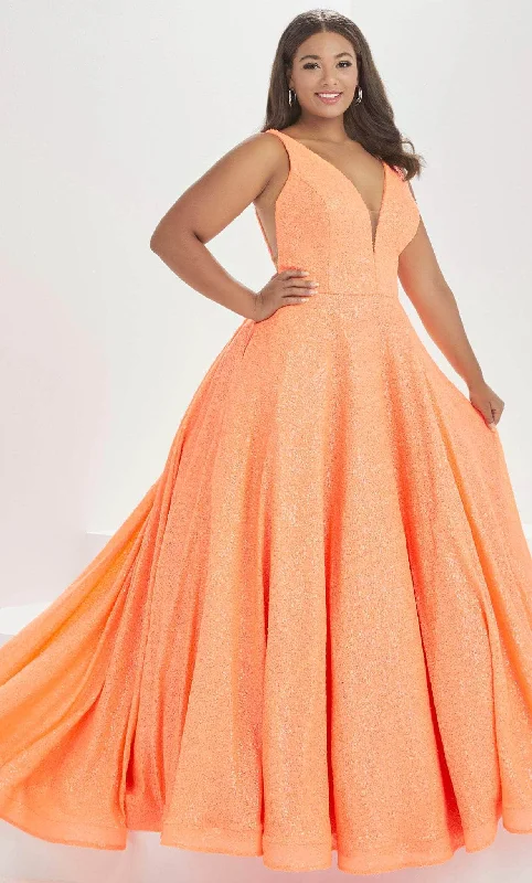 Sheer wedding guest dresses with lace inserts and long sleevesTiffany Designs by Christina Wu 16046 - Plunging Sequined Prom Gown Sheer wedding guest dresses with lace inserts and long sleevesTiffany Designs by Christina Wu 16046 - Plunging Sequined Prom Gown