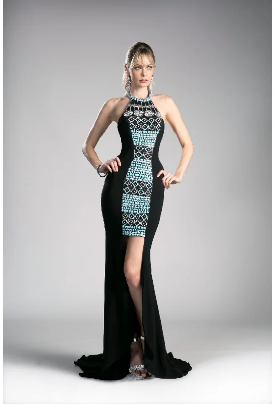 Sequined formal dresses with open backs for a sexy prom styleCinderella Divine 5040 - Halter Beaded Evening Gown Sequined formal dresses with open backs for a sexy prom styleCinderella Divine 5040 - Halter Beaded Evening Gown