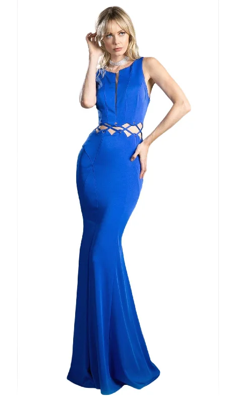 Prom dresses with gathered skirts and crystal - encrusted belts for a luxurious promCinderella Divine - 6485 Plunging Notched Lace-Up Cutout Long Gown Prom dresses with gathered skirts and crystal - encrusted belts for a luxurious promCinderella Divine - 6485 Plunging Notched Lace-Up Cutout Long Gown