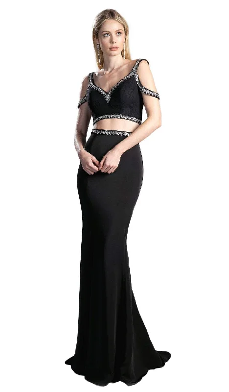 Formal dresses with gathered bodices and wide - leg skirts for a comfortable and stylish silhouetteCinderella Divine - Bejeweled Two Piece V-neck Fitted Dress Formal dresses with gathered bodices and wide - leg skirts for a comfortable and stylish silhouetteCinderella Divine - Bejeweled Two Piece V-neck Fitted Dress