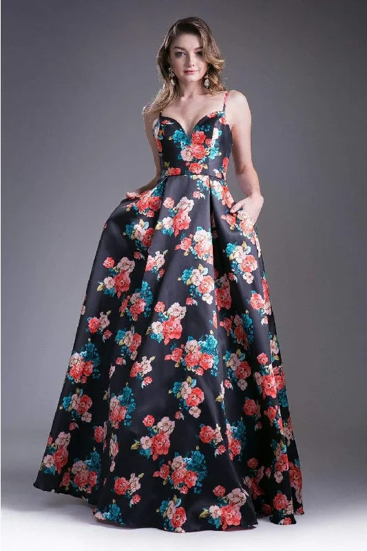 Prom dresses with cold - shoulder cutouts and satin bows for a trendy lookCinderella Divine - Floral Sweetheart Pleated Evening Gown Prom dresses with cold - shoulder cutouts and satin bows for a trendy lookCinderella Divine - Floral Sweetheart Pleated Evening Gown