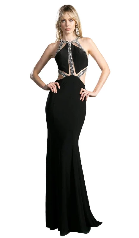 Formal dresses with pleated yokes and button - up fronts for a classic and refined lookCinderella Divine - Sleeveless Bedazzled Halter Neck Sheath Dress Formal dresses with pleated yokes and button - up fronts for a classic and refined lookCinderella Divine - Sleeveless Bedazzled Halter Neck Sheath Dress