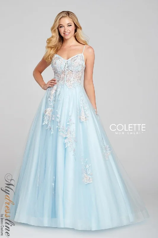 Formal dresses with off - the - shoulder sleeves and rhinestone accents for a sophisticated promColette CL12123 Formal dresses with off - the - shoulder sleeves and rhinestone accents for a sophisticated promColette CL12123