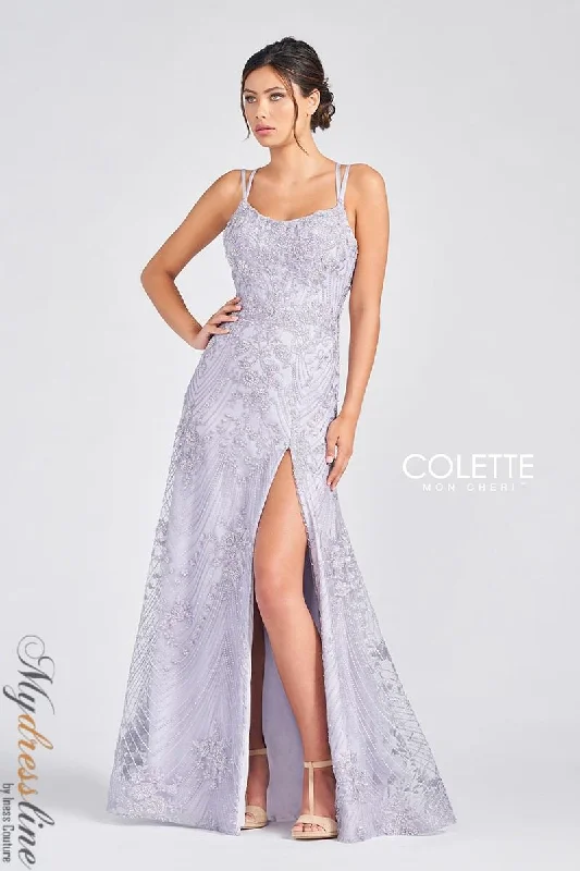 Formal dresses with high - low hems and floral embroidery for a unique prom styleColette CL12277 Formal dresses with high - low hems and floral embroidery for a unique prom styleColette CL12277