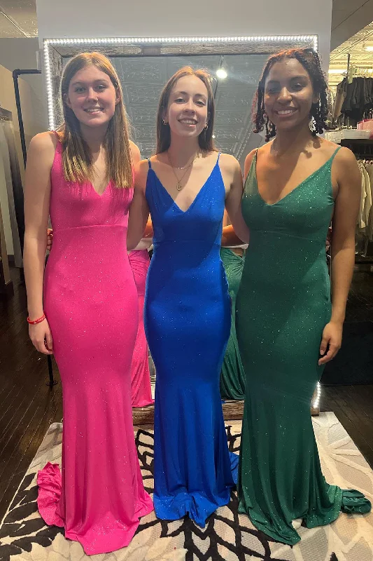 Prom dresses with tiered lace skirts and off - the - shoulder necklines for a feminine and elegant formal affairGlitter Fuchsia Mermaid Backless Long Prom Dress With Sequins Prom dresses with tiered lace skirts and off - the - shoulder necklines for a feminine and elegant formal affairGlitter Fuchsia Mermaid Backless Long Prom Dress With Sequins