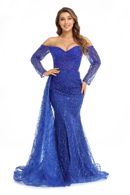 Tea - length party dresses for a sophisticated and versatile optionHigh Couture NR2245 Prom Long Off Shoulder Formal Dress Tea - length party dresses for a sophisticated and versatile optionHigh Couture NR2245 Prom Long Off Shoulder Formal Dress