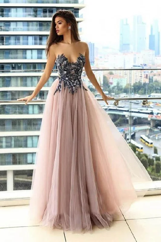 Fairy - themed party dresses with wings and glitter for a magical lookIllusion Round Neck Blush Prom/Evening Dress with Appliques Beading PG811 Fairy - themed party dresses with wings and glitter for a magical lookIllusion Round Neck Blush Prom/Evening Dress with Appliques Beading PG811