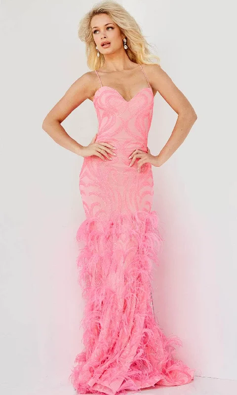 Jovani 07425 - Sweetheart Sequin Feathered Prom Dress