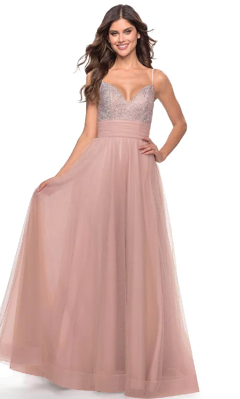 Formal dresses with side - slit pockets and beaded accents for a practical and stylish formal eventLa Femme 31238 - Beaded Tulle Prom Dress Formal dresses with side - slit pockets and beaded accents for a practical and stylish formal eventLa Femme 31238 - Beaded Tulle Prom Dress