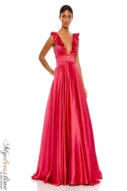 Prom dresses with one - shoulder designs and feather accents for a bold statementMac Duggal 67991 Prom dresses with one - shoulder designs and feather accents for a bold statementMac Duggal 67991