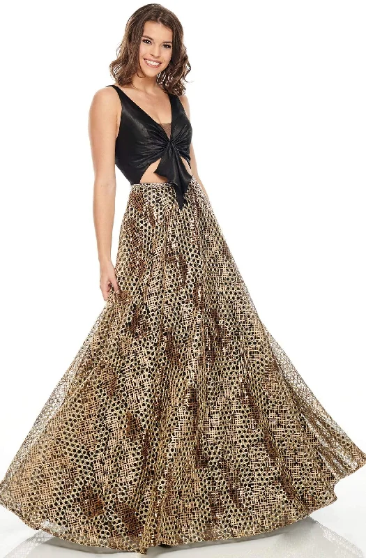 Mermaid - cut formal dresses in satin for a glamorous prom nightRachel Allan Prom - 7031 Sexy V-Neck Mid Cut-Out A-Line Dress Mermaid - cut formal dresses in satin for a glamorous prom nightRachel Allan Prom - 7031 Sexy V-Neck Mid Cut-Out A-Line Dress