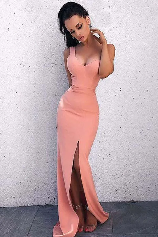 80s - inspired party dresses with bold colors and big shouldersSheath V Neck Open Back Blush Pink Split Long Prom/Evening Dresses PG800 80s - inspired party dresses with bold colors and big shouldersSheath V Neck Open Back Blush Pink Split Long Prom/Evening Dresses PG800