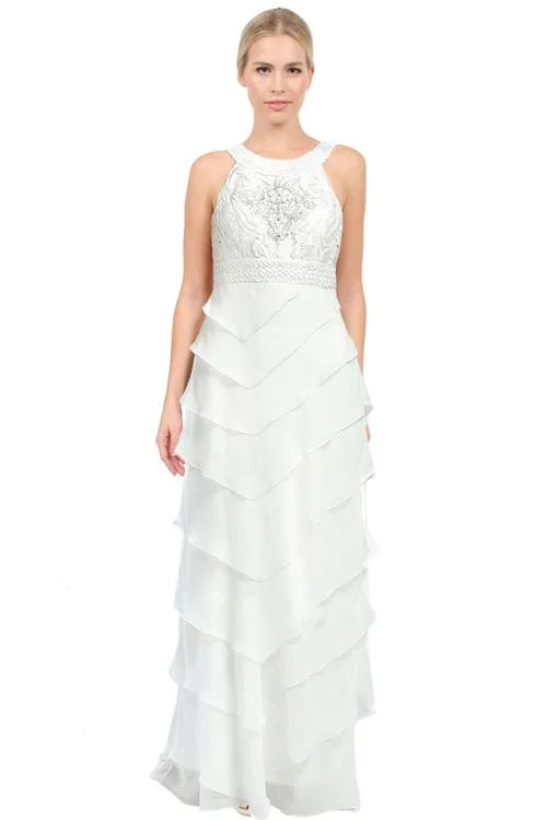 Prom dresses with side - slit skirts and beaded fringes for a glamorous appearanceSue Wong W5133 Sleeveless Chiffon Dress Prom dresses with side - slit skirts and beaded fringes for a glamorous appearanceSue Wong W5133 Sleeveless Chiffon Dress