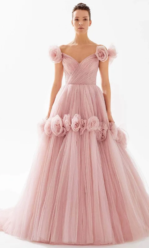 Prom dresses with geometric - cutout sleeves and flowing chiffon fabrics for a modern and airy lookTarik Ediz 98245 - Off-Shoulder Tulle Evening Gown Prom dresses with geometric - cutout sleeves and flowing chiffon fabrics for a modern and airy lookTarik Ediz 98245 - Off-Shoulder Tulle Evening Gown