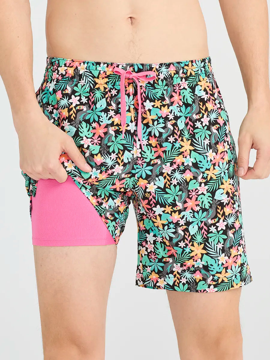Ruched women swimwear with fabric gathers for a slimming effectThe Bloomerangs 7" (Lined Classic Swim Trunk)