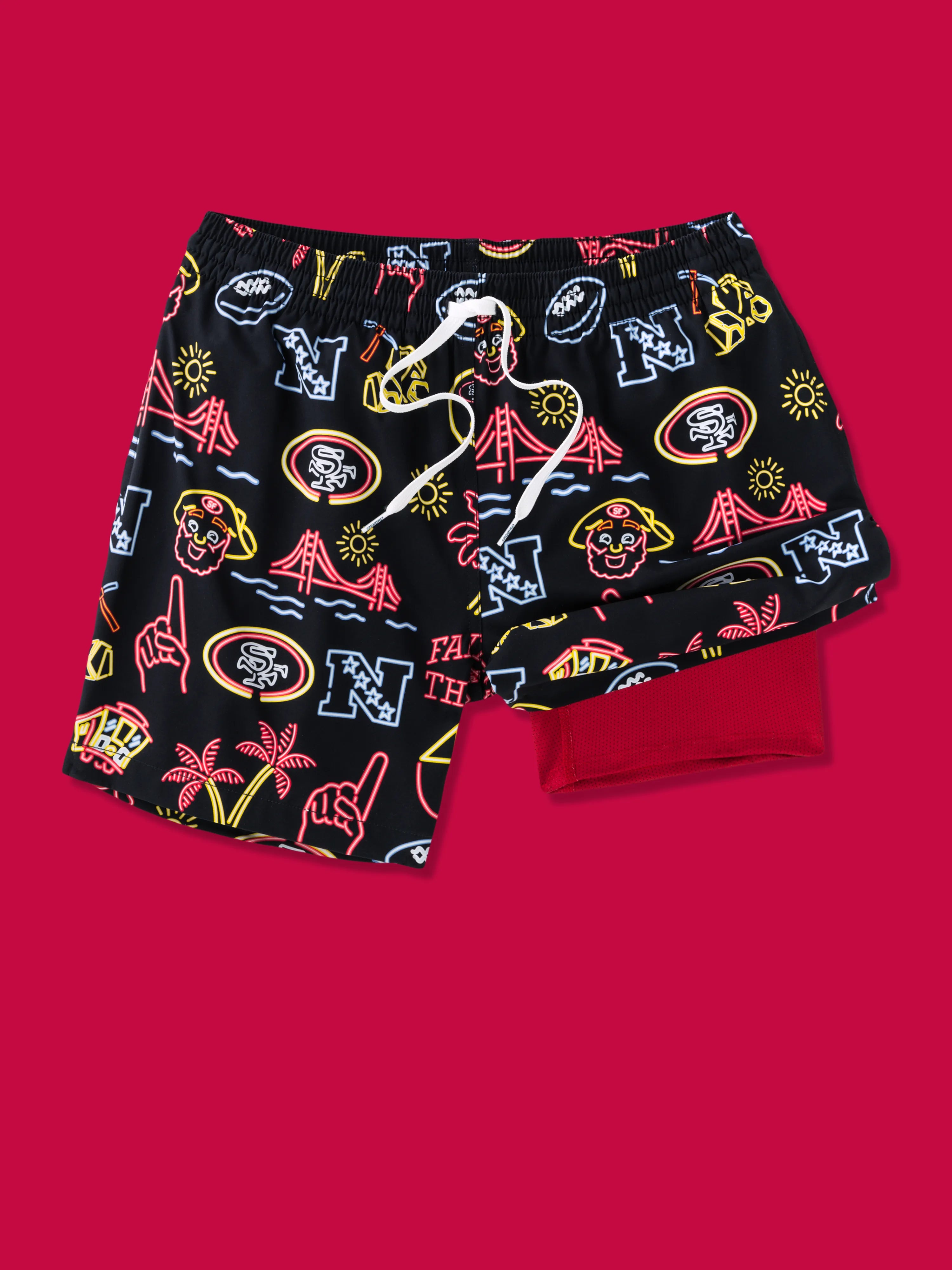 Sports women swimwear for high - intensity water activities like swimming lapsThe Neon 49ers 5.5" (NFL Classic Lined Swim Trunks) Sports women swimwear for high - intensity water activities like swimming lapsThe Neon 49ers 5.5" (NFL Classic Lined Swim Trunks)