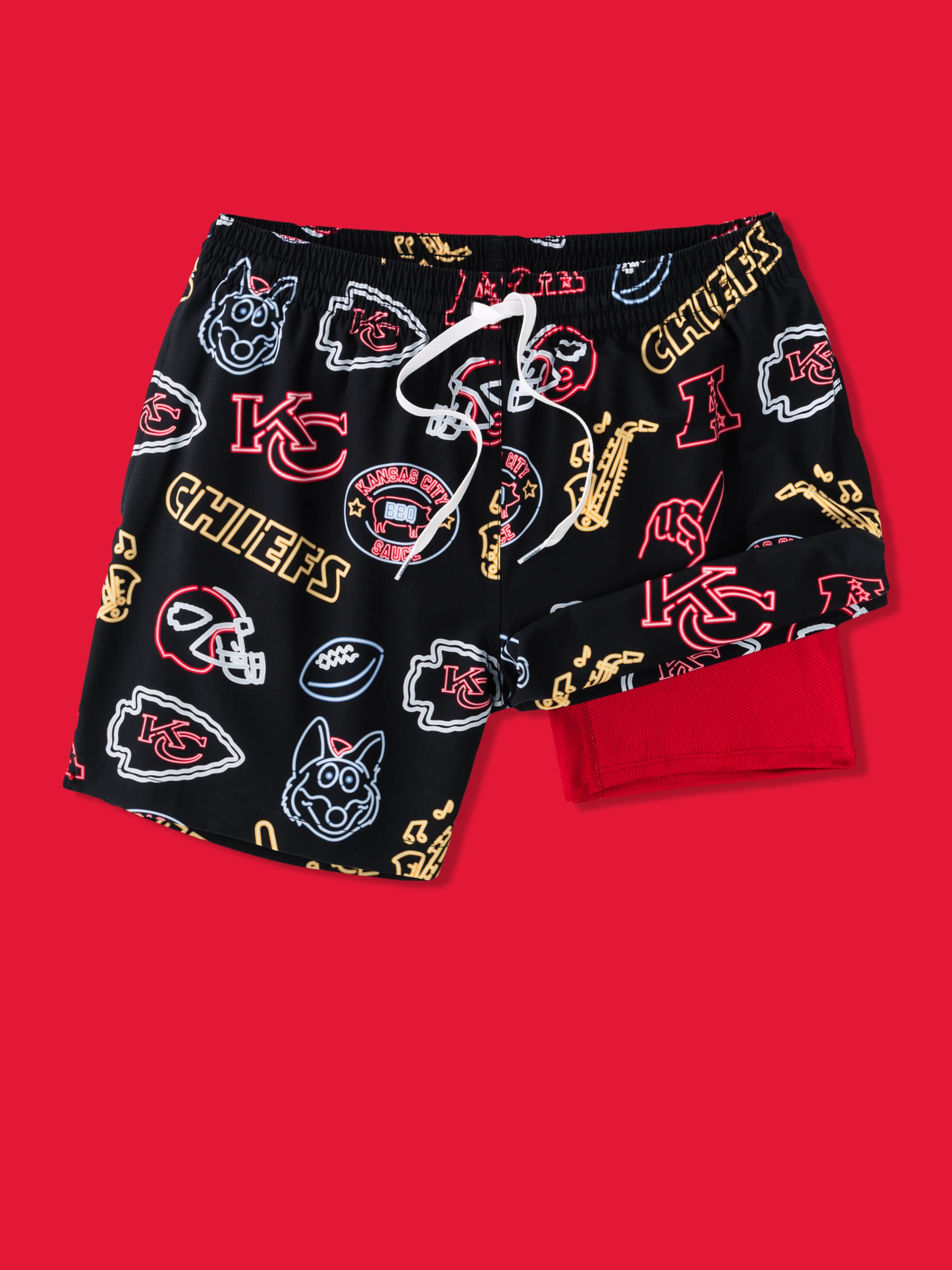 Lace - trimmed women swimwear for an elegant and romantic touchThe Neon Chiefs 5.5" (NFL Classic Lined Swim Trunks) Lace - trimmed women swimwear for an elegant and romantic touchThe Neon Chiefs 5.5" (NFL Classic Lined Swim Trunks)