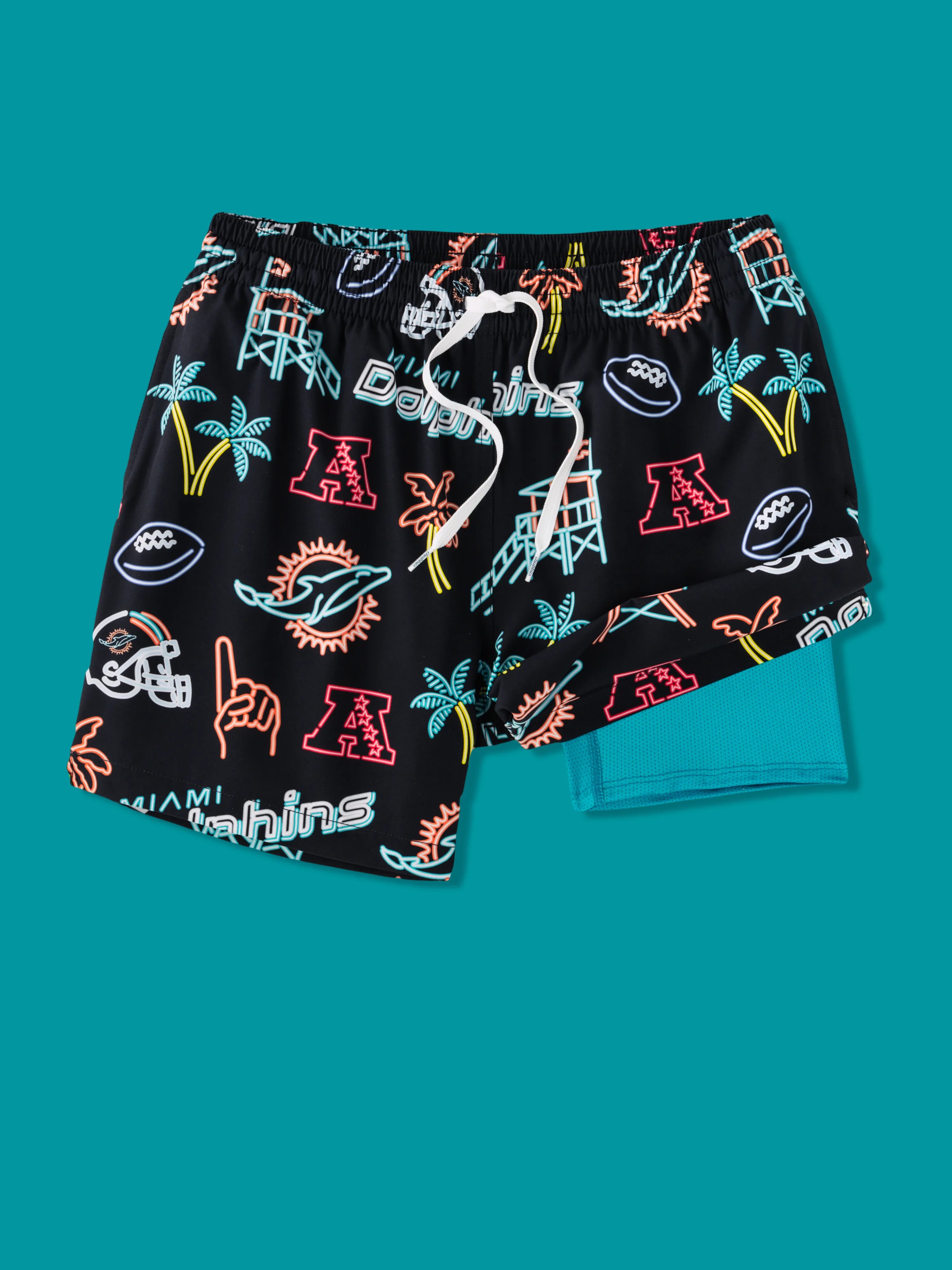 Long - sleeve women swimwear for extra sun protection and modestyThe Neon Dolphins 5.5" (NFL Classic Lined Swim Trunks) Long - sleeve women swimwear for extra sun protection and modestyThe Neon Dolphins 5.5" (NFL Classic Lined Swim Trunks)
