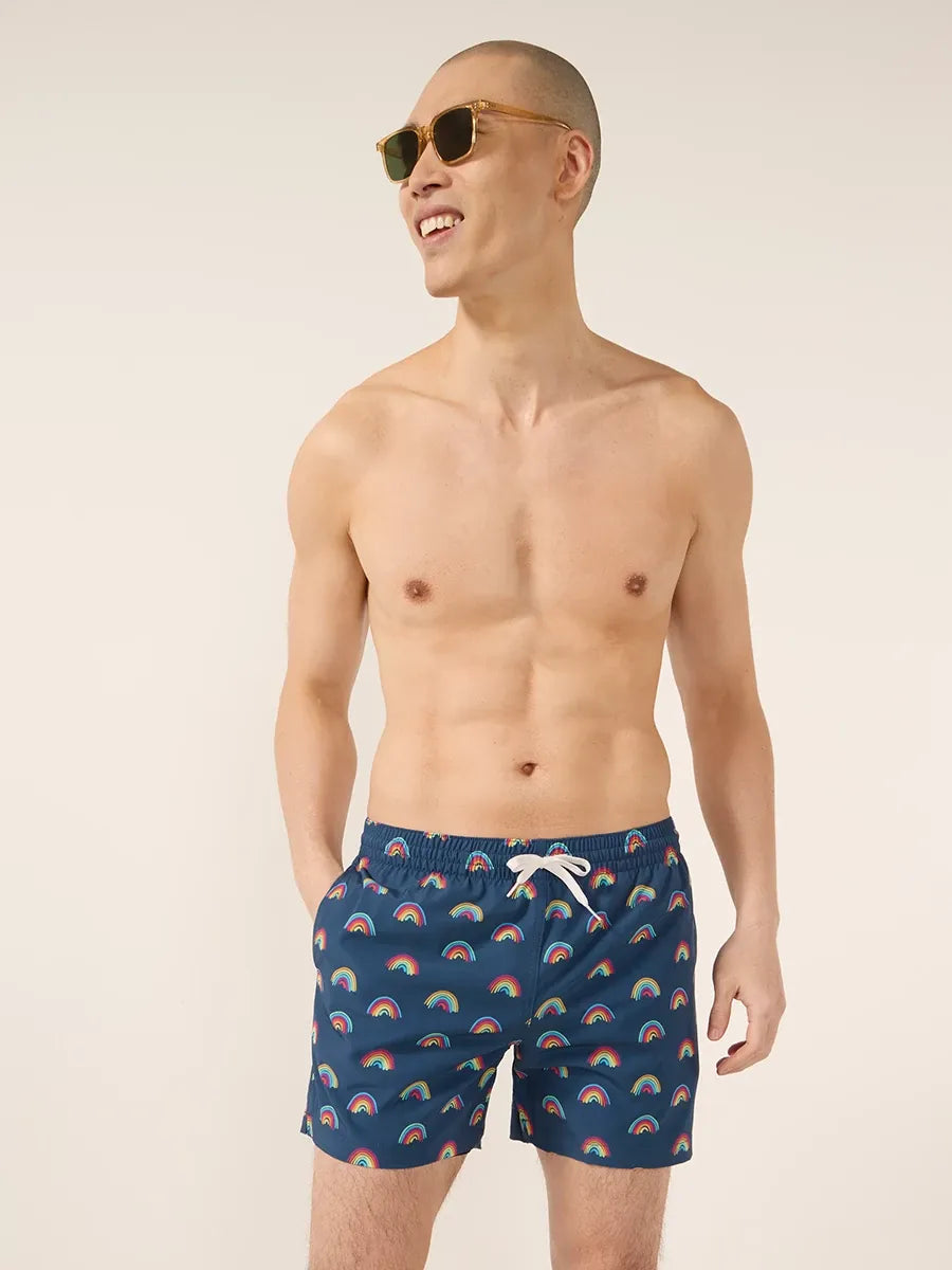 Striped women swimwear with a classic pattern for a timeless beach lookThe Rainbow Roads 5.5" (Classic Swim Trunk) Striped women swimwear with a classic pattern for a timeless beach lookThe Rainbow Roads 5.5" (Classic Swim Trunk)