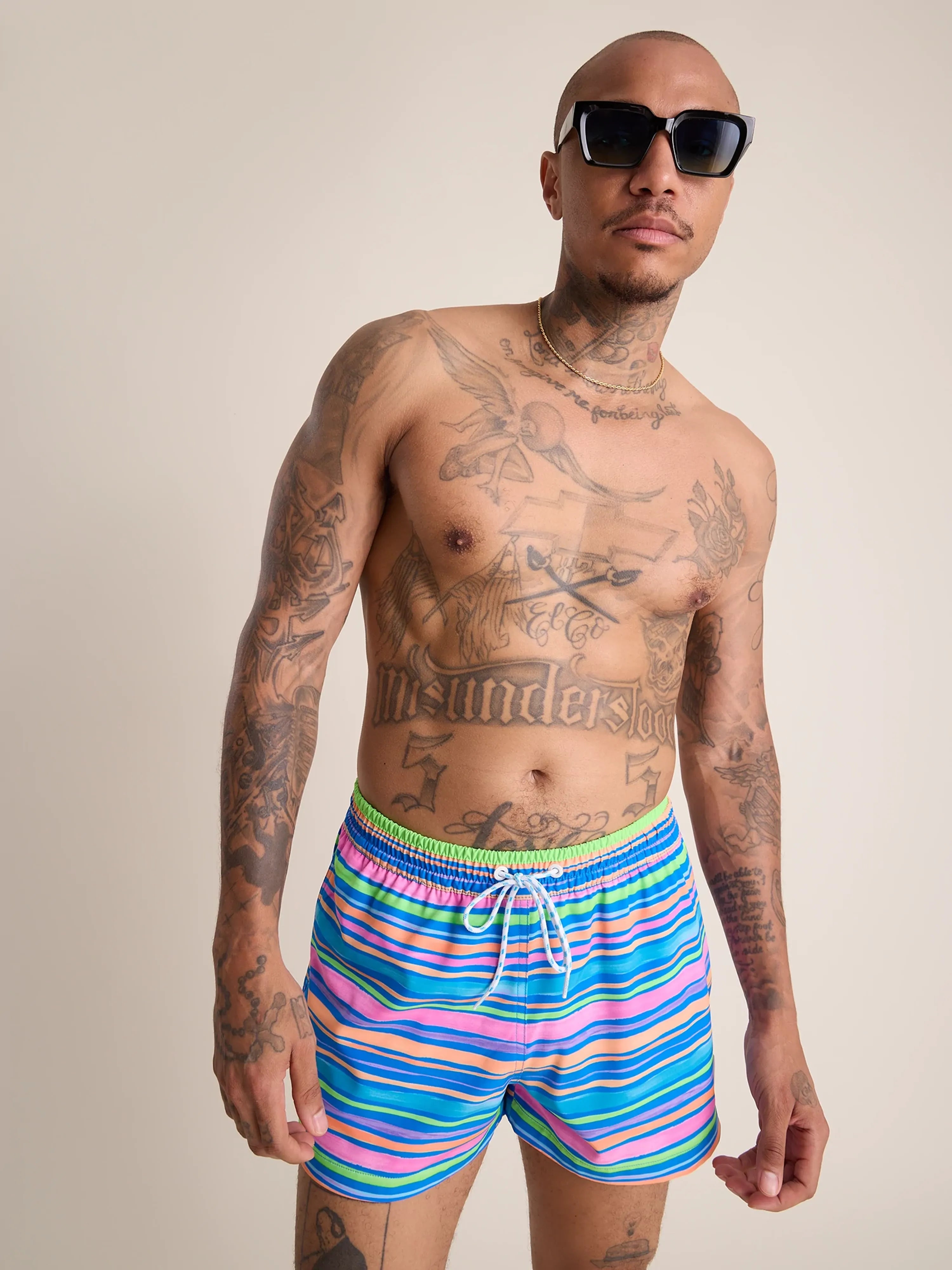 Long - sleeve women swimwear for extra sun protection and modestyThe Rainbow Statics 4" (Classic Swim Trunk) Long - sleeve women swimwear for extra sun protection and modestyThe Rainbow Statics 4" (Classic Swim Trunk)