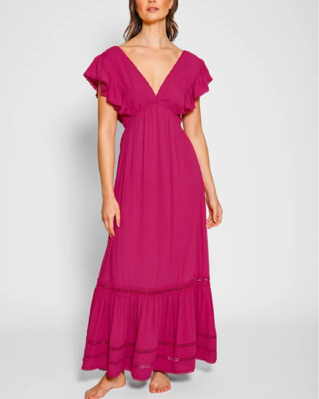 Poncho - style cover ups for a cozy and fashionable beach accessory2025 Koy Miami Luxe Ruffle Sleeve Maxi Dress - K24203-01 Poncho - style cover ups for a cozy and fashionable beach accessory2025 Koy Miami Luxe Ruffle Sleeve Maxi Dress - K24203-01
