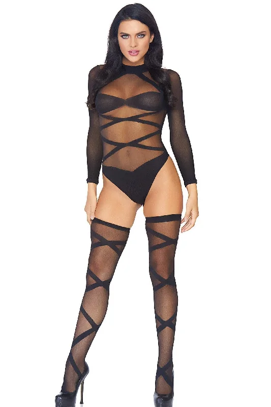 Maternity Bodysuits for Expecting Mothers' Comfort2 Piece Opaque Sheer Criss Cross Body Suit Set Maternity Bodysuits for Expecting Mothers' Comfort2 Piece Opaque Sheer Criss Cross Body Suit Set