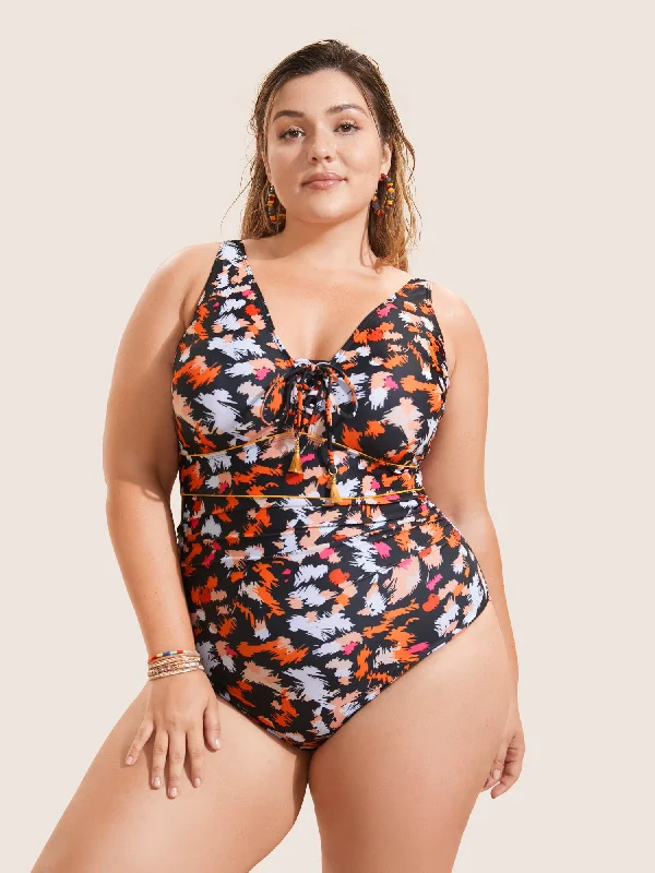 Women's Cargo - Style One - Pieces in Khaki with Pockets for a Practical and Stylish Outdoor LookBrush Print Ties Tassel One Piece Swimsuit Women's Cargo - Style One - Pieces in Khaki with Pockets for a Practical and Stylish Outdoor LookBrush Print Ties Tassel One Piece Swimsuit
