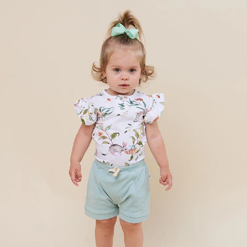 Easter Bilby Short Sleeve Organic Bodysuit with Frill