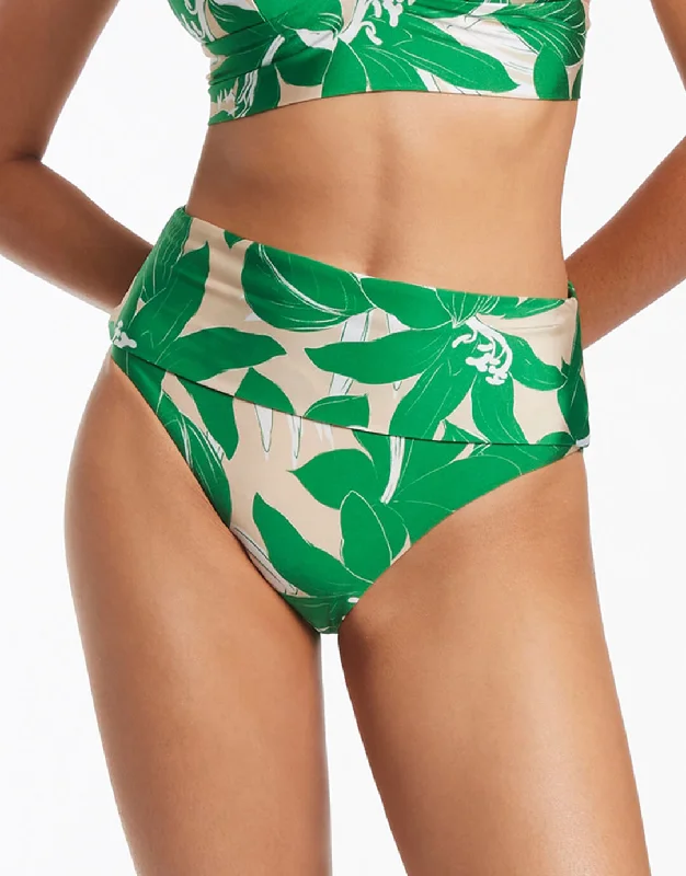 Sports bikini for high - intensity water activities like surfingFloreale Fold Down Bikini Pant - Green Sports bikini for high - intensity water activities like surfingFloreale Fold Down Bikini Pant - Green