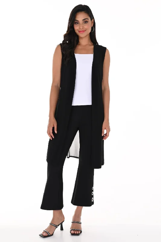 Petite - fit cropped linen cover ups for a breezy summer strollFrank Lyman Vest 246004-BLK Black Petite - fit cropped linen cover ups for a breezy summer strollFrank Lyman Vest 246004-BLK Black