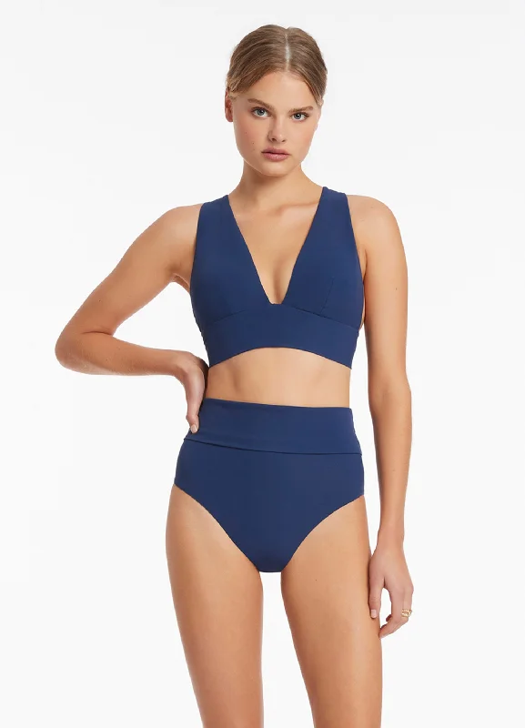 UV - protection bikini for safe sun exposure during beach daysJetset Fold Down High Waisted Bikini Bottom - Pacific Blue UV - protection bikini for safe sun exposure during beach daysJetset Fold Down High Waisted Bikini Bottom - Pacific Blue