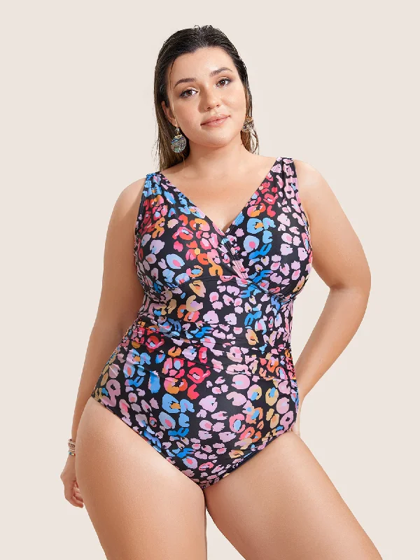 Women's Metallic One - Pieces in Silver for a Shiny and Eye - Catching Night OutfitLeopard Print Ruched One Piece Swimsuit Women's Metallic One - Pieces in Silver for a Shiny and Eye - Catching Night OutfitLeopard Print Ruched One Piece Swimsuit