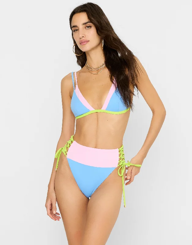 Women's Mesh - Inserted Swim Tops in Black for a Sexy and Modern Beach EnsembleMacy Triangle Top - Cornflower Fields Women's Mesh - Inserted Swim Tops in Black for a Sexy and Modern Beach EnsembleMacy Triangle Top - Cornflower Fields
