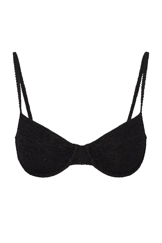Plus Size Women's Floral - Embroidery Swim Tops in Cream for a Delicate and Elegant AppearanceMaui Top - Black Crinkle Plus Size Women's Floral - Embroidery Swim Tops in Cream for a Delicate and Elegant AppearanceMaui Top - Black Crinkle