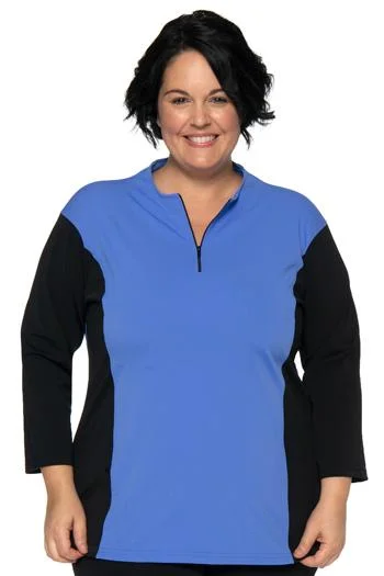 Multi Exercise Plus Size Zippered Swim Top - Chlorine Proof