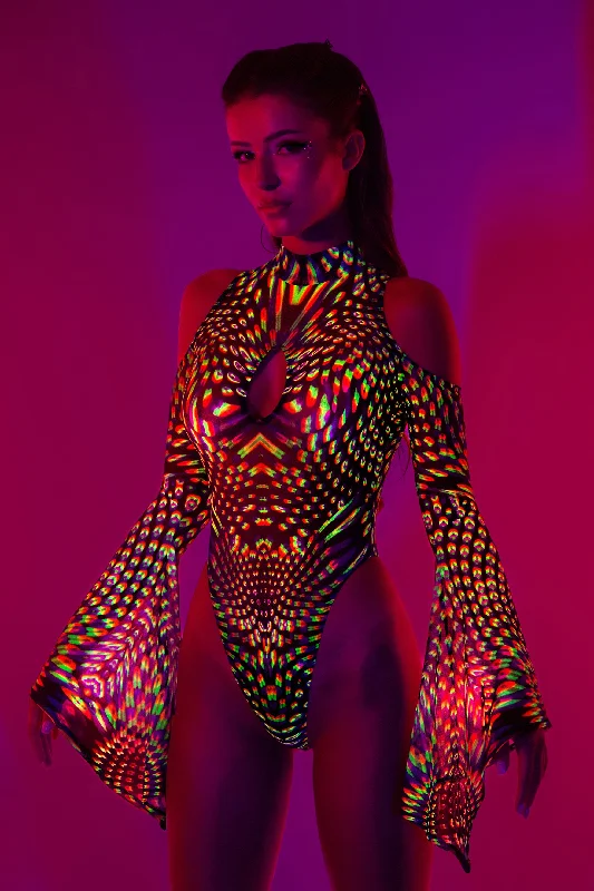 Neon Pulsar Flared Sleeve Bodysuit