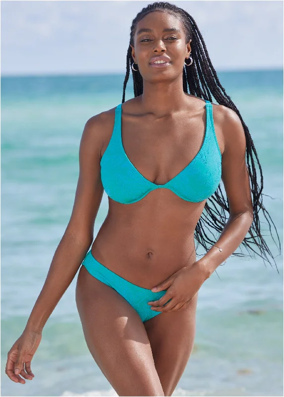Women's Halter Neck Swim Tops with Tie - Back in Neon Colors for a Bold Summer VibeTexture Underwire Top - Tropic Palm Women's Halter Neck Swim Tops with Tie - Back in Neon Colors for a Bold Summer VibeTexture Underwire Top - Tropic Palm