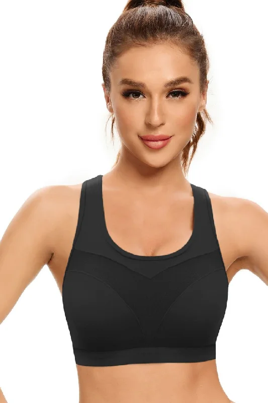Women's Long - Sleeve Turtleneck One - Pieces in Navy for a Sophisticated Winter EnsembleDouble-sided Splicing Mesh Yoga Sports Bra Women's Long - Sleeve Turtleneck One - Pieces in Navy for a Sophisticated Winter EnsembleDouble-sided Splicing Mesh Yoga Sports Bra