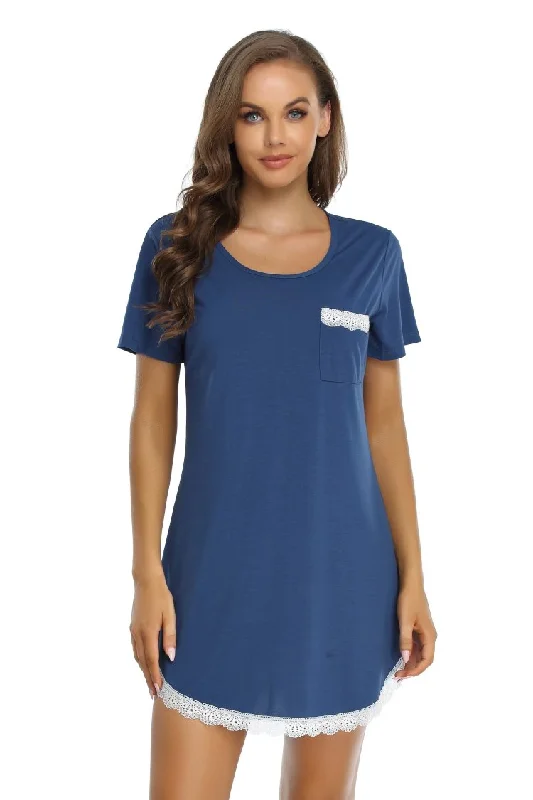 Women's Velvet One - Pieces in Emerald Green for a Luxurious and Sophisticated OccasionWomen Short Sleeve Lace Nightdress Round Neck Sleepwear Women's Velvet One - Pieces in Emerald Green for a Luxurious and Sophisticated OccasionWomen Short Sleeve Lace Nightdress Round Neck Sleepwear