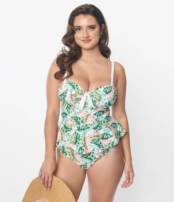 Women's Strapless Swim Tops with Silicone Grip in Red for a Secure and Stylish Poolside LookUnique Vintage Green & Pink Monstera Leaf Solana Tankini Swim Top Women's Strapless Swim Tops with Silicone Grip in Red for a Secure and Stylish Poolside LookUnique Vintage Green & Pink Monstera Leaf Solana Tankini Swim Top
