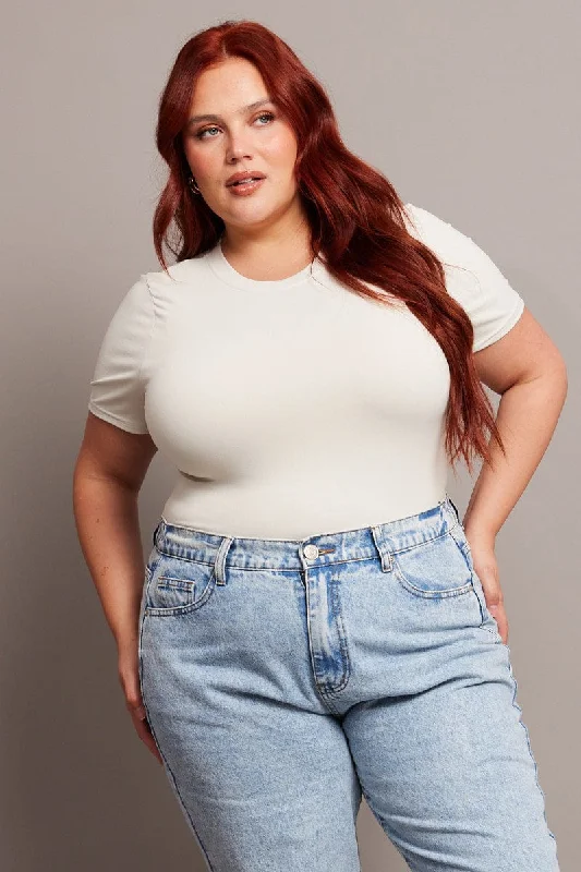 Seamless Bodysuits for a Smooth Underwear LookWhite Bodysuit Short Sleeve Crew Neck Supersoft Seamless Bodysuits for a Smooth Underwear LookWhite Bodysuit Short Sleeve Crew Neck Supersoft