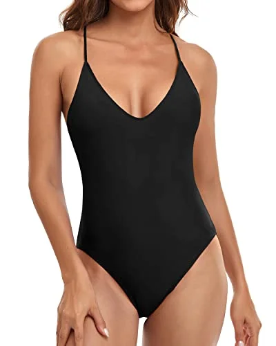 Women's Long - Length One - Pieces in Gray with Asymmetric Hem for a Contemporary and Fashionable LookWomen's Cross Back Swimwear Sexy One Piece Swimsuits-Black Women's Long - Length One - Pieces in Gray with Asymmetric Hem for a Contemporary and Fashionable LookWomen's Cross Back Swimwear Sexy One Piece Swimsuits-Black