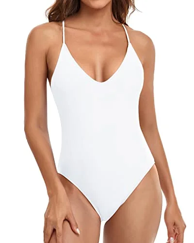 Women's Cargo - Style One - Pieces in Khaki with Pockets for a Practical and Stylish Outdoor LookV Neck Sexy One Piece Swimsuit Cross Back One Piece Swimwear-White Women's Cargo - Style One - Pieces in Khaki with Pockets for a Practical and Stylish Outdoor LookV Neck Sexy One Piece Swimsuit Cross Back One Piece Swimwear-White