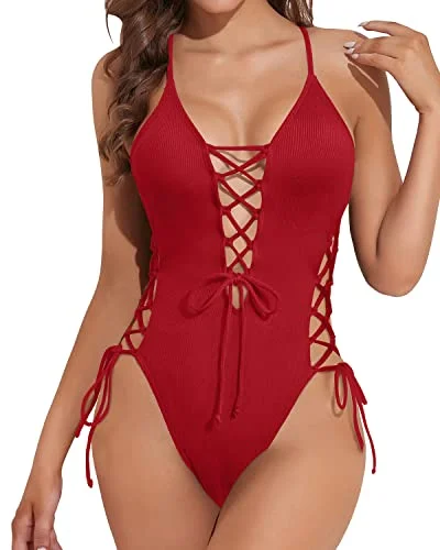 Plus Size Women's Button - Down One - Pieces in Light Blue for a Casual and Comfortable Day OutDeep Plunge V Neck Bathing Suits Womens 1 Piece Swimsuits-Red Plus Size Women's Button - Down One - Pieces in Light Blue for a Casual and Comfortable Day OutDeep Plunge V Neck Bathing Suits Womens 1 Piece Swimsuits-Red