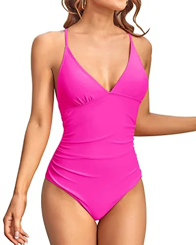 Women's Sleeveless Backless One - Pieces in Black with Cut - Out Details for a Sexy Beach LookSexy One Piece Swimsuits Cross-Back Design For Women-Neon Pink Women's Sleeveless Backless One - Pieces in Black with Cut - Out Details for a Sexy Beach LookSexy One Piece Swimsuits Cross-Back Design For Women-Neon Pink